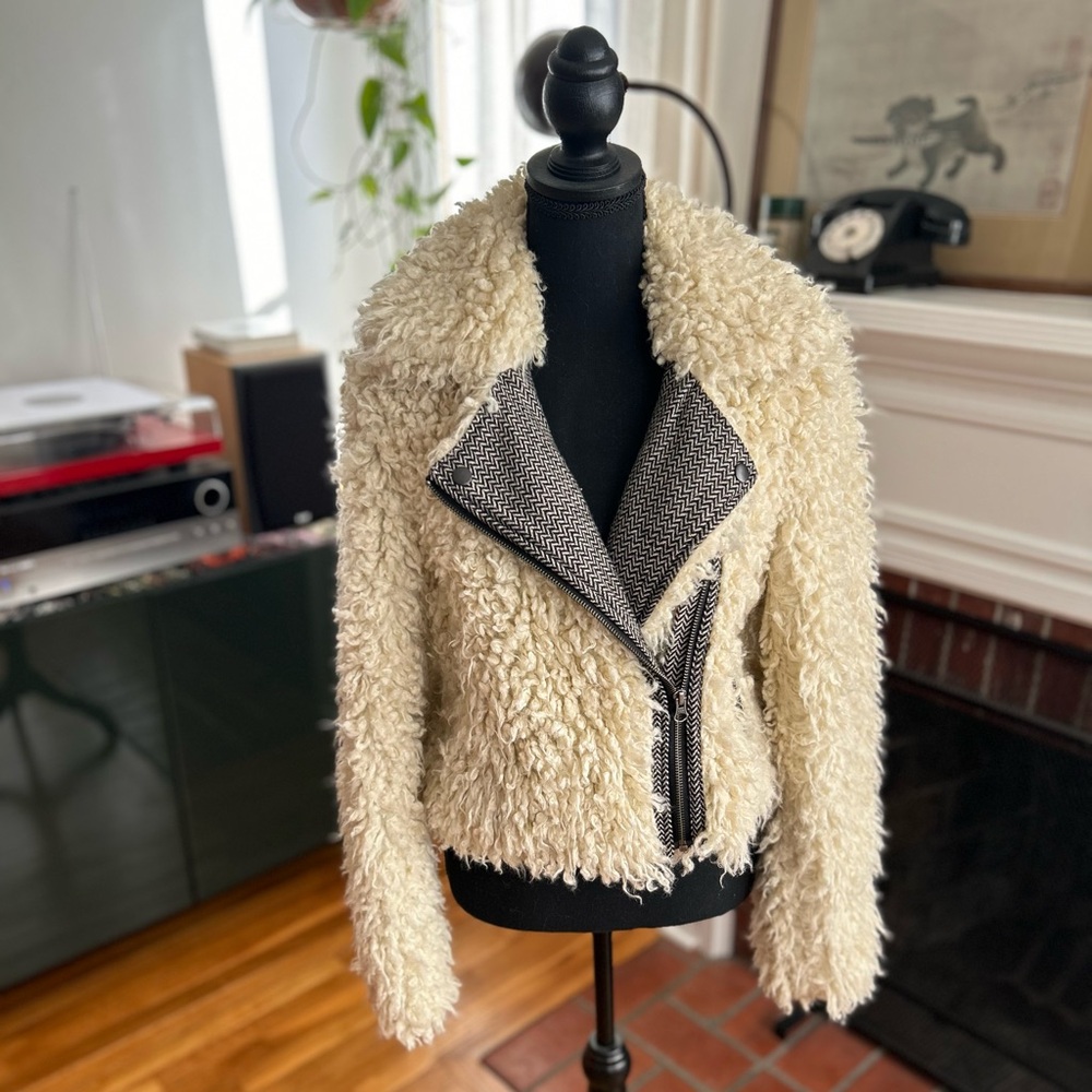 Free People Faux Shearling Moto Jacket